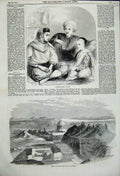 Original Old Antique Print 1858 Medeah Family Algiers Mosaic Pavement Carthage