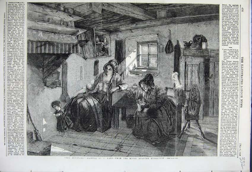 Original Old Antique Print 1858 The Sunbeams Painted By I Faed Fine Art 19th