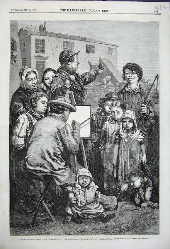 Original Old Antique Print 1858 Painting From Nature Outdoors Morten Fine Art