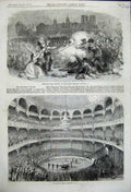 Original Old Antique Print 1858 Scene The Huguenots Theatre American Circus