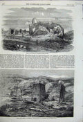 Original Old Antique Print 1858 Landslip At Wreckhills Engine House Iron Works