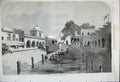 Original Old Antique Print 1858 Baths At Delhi Buildings Men Water Outside 19th