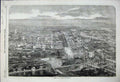 Original Old Antique Print Birds Eye View City Berlin Houses River Boats 1858