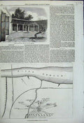 Original Old Antique Print 1858 Cawnpore Hugh Wheelers Position Ganges River