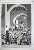 Original Old Antique Print 1858 Moorish Girls Schools In Algiers Madame Luce