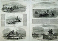 Old Antique Print 1858 Frontier Life America Canoe Otter Devil Fish Hunt 19th