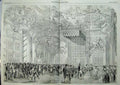 Original Old Antique Print 1858 Grand Reception Hall Knights Berlin Wedding