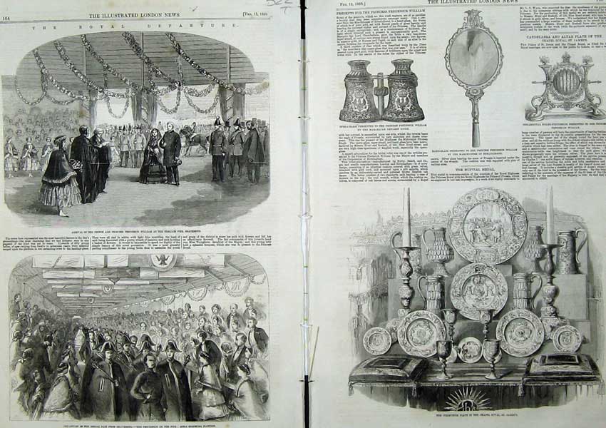 Original Old Antique Print 1858 Terrace Peir Gravesend Communion Plate Chapel