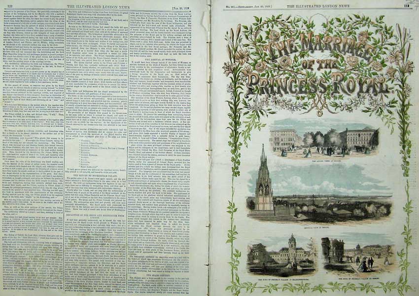 Old Antique Print 1858 Bridal Song Music Score Berlin Views Linden Trees 19th