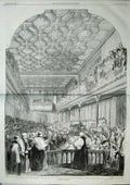 Original Old Antique Print 1858 Royal Marriage Frederick Chapel Royal St James