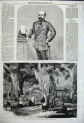 Old Antique Print 1858 Major Edward Lugard Hindoo Festival Cashmere Art 19th