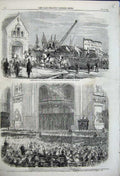 Original Old Antique Print 1858 Life-Boat House Sunderland St Paul'S Cathedral