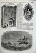 Old Antique Print 1858 Lisbon Bar Ship Storm King John Palace Stepney Art 19th