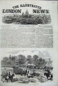 Old Antique Print 1858 Majesty Queen Aldershot Army Division Frimley Art 19th