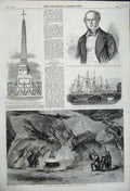 Old Antique Print 1858 Captain Huish Macbeath Princess Theatre Monument 19th