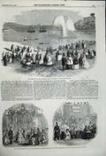 Old Antique Print 1858 Bazaar Hadleigh Suffolk Blowing Vanguard Plymouth 19th