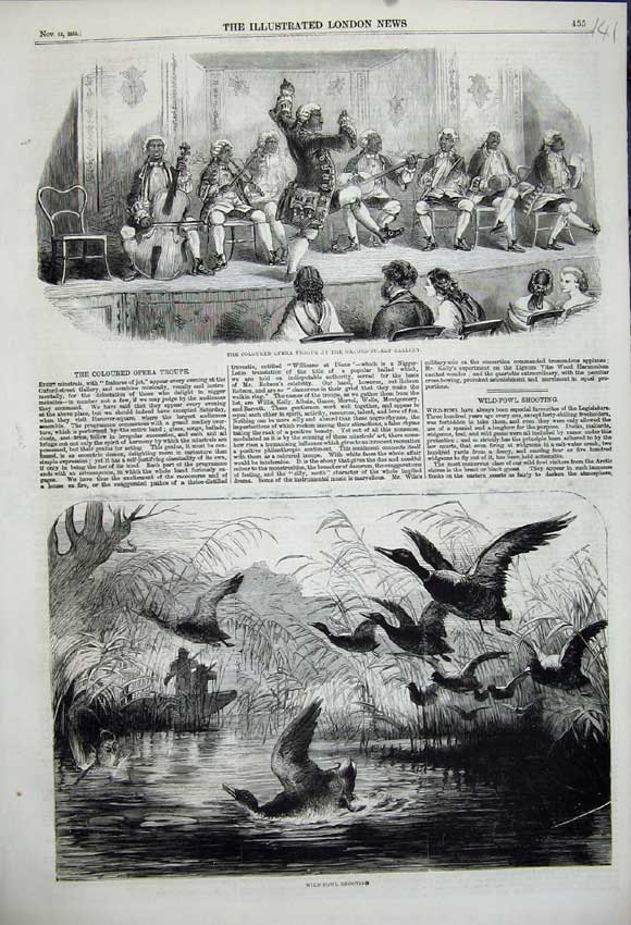 Old Antique Print Coloured Opera Oxford Gallery 1858 Wild Fowl Shooting 19th