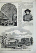Old Antique Print 1858Crystal Palace London Colby Life-Boat Fulham Prison 19th