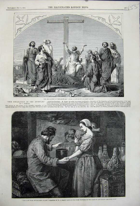 Old Antique Print 1858 Separation Apostles Trial Madame Palissy Fine Art 19th