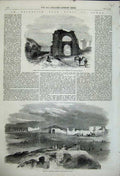Old Antique Print 1858 Ruins Oudinah Tunis Roman Gate Zowan Carthage Art 19th