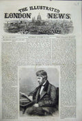 Original Old Antique Print 1858 Portrait Mr Thomas Carlyle Man 19th