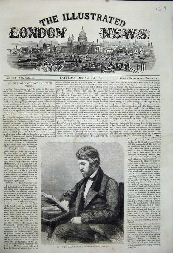 Original Old Antique Print 1858 Portrait Mr Thomas Carlyle Man 19th