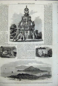 Original Old Antique Print Fountain Holyrood Palace 1858 Hill Howth Knox Dyott