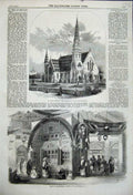 Original Old Antique Print Paul'S Church Smethwick 1858 Tomb Mussulam People
