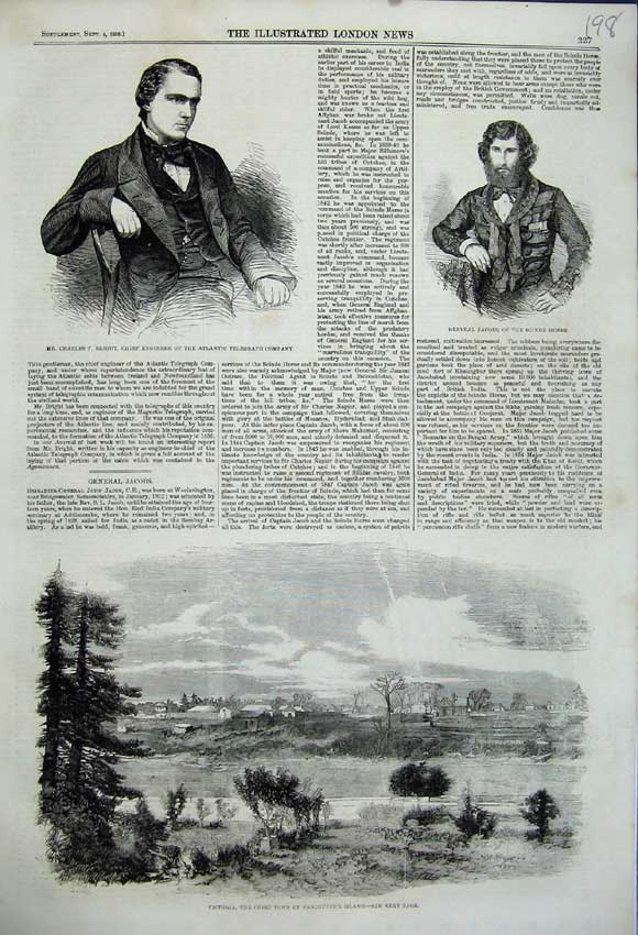 Old Antique Print 1858 Victoria Vancouver Island Bright Engineer Jacobs 19th