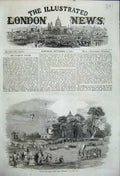 Old Antique Print 1858 Music Band Hope Fete Aston Park Birmingham Balloon 19th