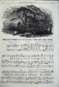 Original Old Antique Print 1858 Day Has Gone English Songs Melodies Sheet Music