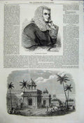 Old Antique Print 1858 John Taylor Coleridge Man Palace Tanjore India Art 19th