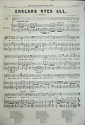 Original Old Antique Print 1858 Sheet Music England Over All Frank Mori Mackay