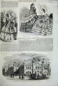 Old Antique Print Women Fashion 1858 Zurich Swiss National Music Festival 19th