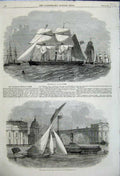 Old Antique Print 1858 Brazilian Gun-Boat Fleet London Yacht Club Match 19th