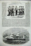 Old Antique Print 1858 Army Ship Mersey Prince Wales Royal Canadian Army 19th