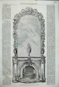 Original Old Antique Print 1858 Stove Mantelpiece Looking Glass Sultan Turkey