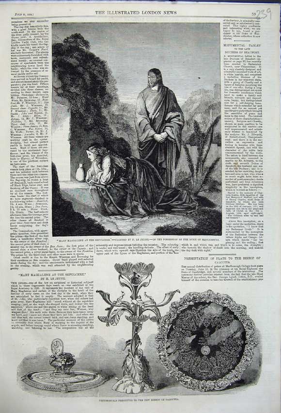 Old Antique Print 1858 Magdalene Sepulchre Bishop Calcutta Testimonials 19th