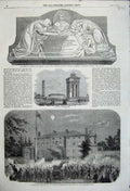 Original Old Antique Print 1858 Firemen Fredericton Brunswick Worthing Beaufort