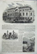 Old Antique Print 1858 Exchange Coventry Highgate House Coleridge Glasses 19th