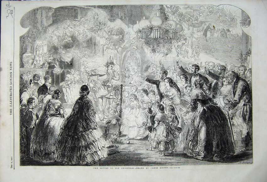 Old Antique Print *0187 1858 Christmas Pantomime Children Rebuses Bennet 19th