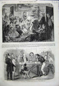Original Old Antique Print 1858 Christmas Holidays Polytechnic Electric Machine