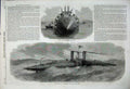 Original Old Antique Print 1858 Winians Steam Vessel Ship Sea American Flag Art