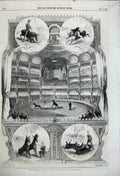 Old Antique Print 1858 Educated Mules Alhambra Palace Performing Animals 19th