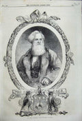 Old Antique Print 1858 Portrait Sir Peter Fairburn Mayor Leeds Owl Birds 19th