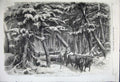 Old Antique Print 1858 Log Lumbering Brunswick Canada Cattle Trees Snow 19th