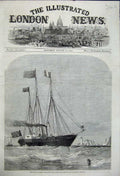 Old Antique Print 1858 Cherbourg 1858 Royal Yachts Needles Sailing Ships 19th