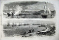 Original Old Antique Print 1858 Cherbourg France Mooring Ground War Ships Sea