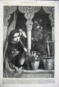 Old Antique Print 1858 Fine Art Daughters Alhambra Women Phillip Flowers 19th