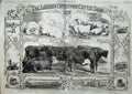 Antique Old Print 1858 Smithfield Club Cattle Show Sheep Pig Plough Train 19th